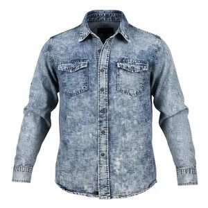 Denim & Rivets Acid Wash Denim Shirt Women's Size Medium Vintage 80s Button Up